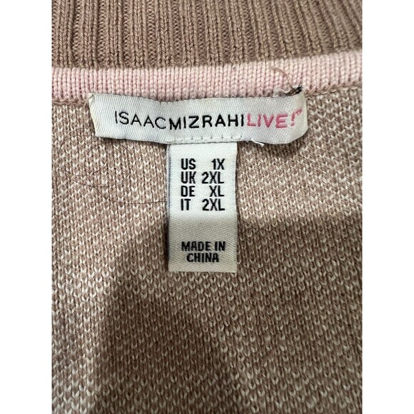 Isaac Mizrahi Live! QVC Pattern Jacquard Cozy Cardigan Cappuccino Plaid 1X - Picture 6 of 7
